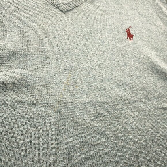 Polo Ralph Lauren V-Neck Sweater Vest Mens Large Green Cotton Silk Cashmere Pony - Picture 3 of 8